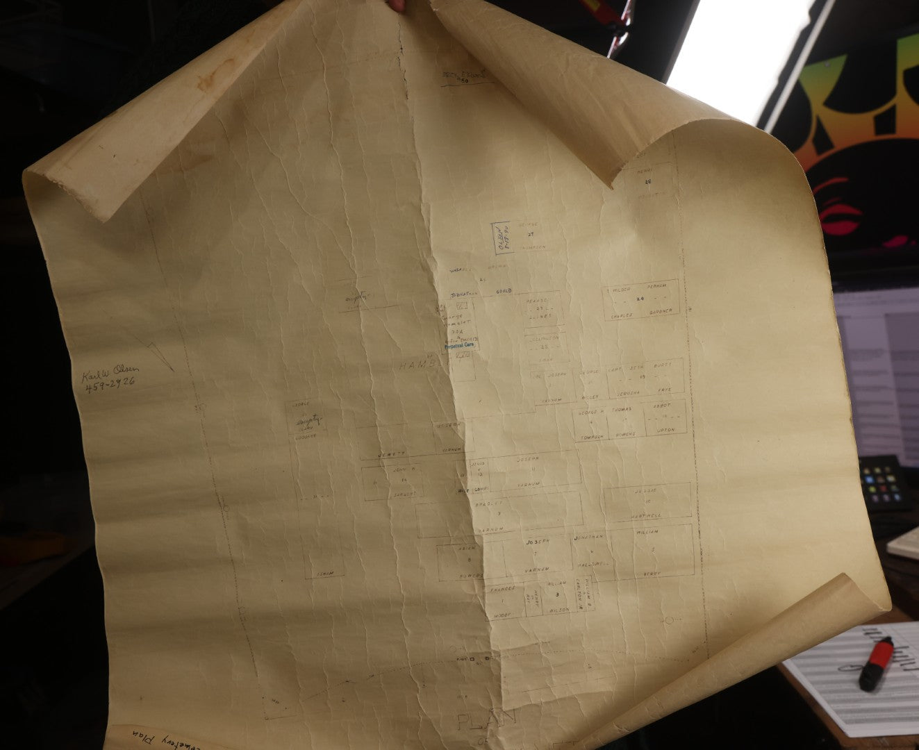 Lot 005 - Grouping Of Eight Vintage Massachusetts Cemetery Site Plans, Maps, And Survey Documents Including Hamblet, Richardson (Dracut, Massachusetts) And Others, Circa 1940–1960