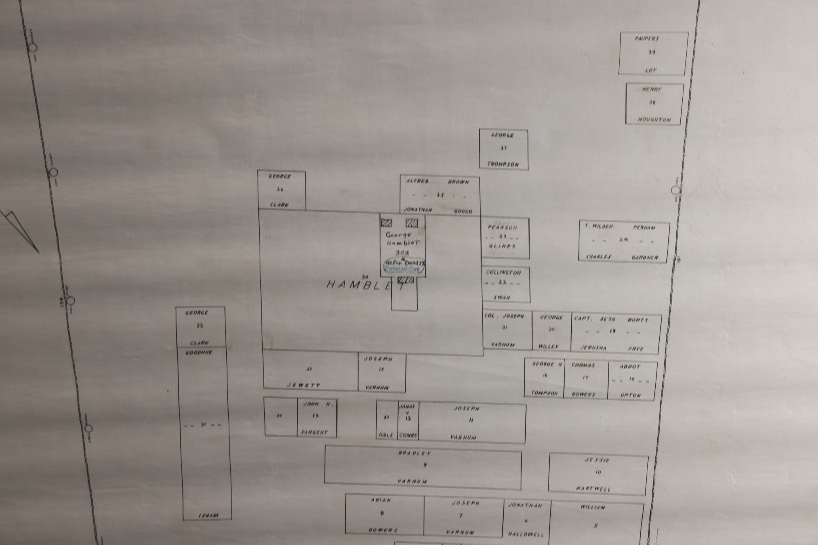 Lot 005 - Grouping Of Eight Vintage Massachusetts Cemetery Site Plans, Maps, And Survey Documents Including Hamblet, Richardson (Dracut, Massachusetts) And Others, Circa 1940–1960