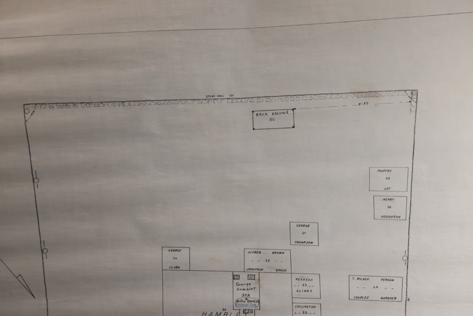 Lot 005 - Grouping Of Eight Vintage Massachusetts Cemetery Site Plans, Maps, And Survey Documents Including Hamblet, Richardson (Dracut, Massachusetts) And Others, Circa 1940–1960
