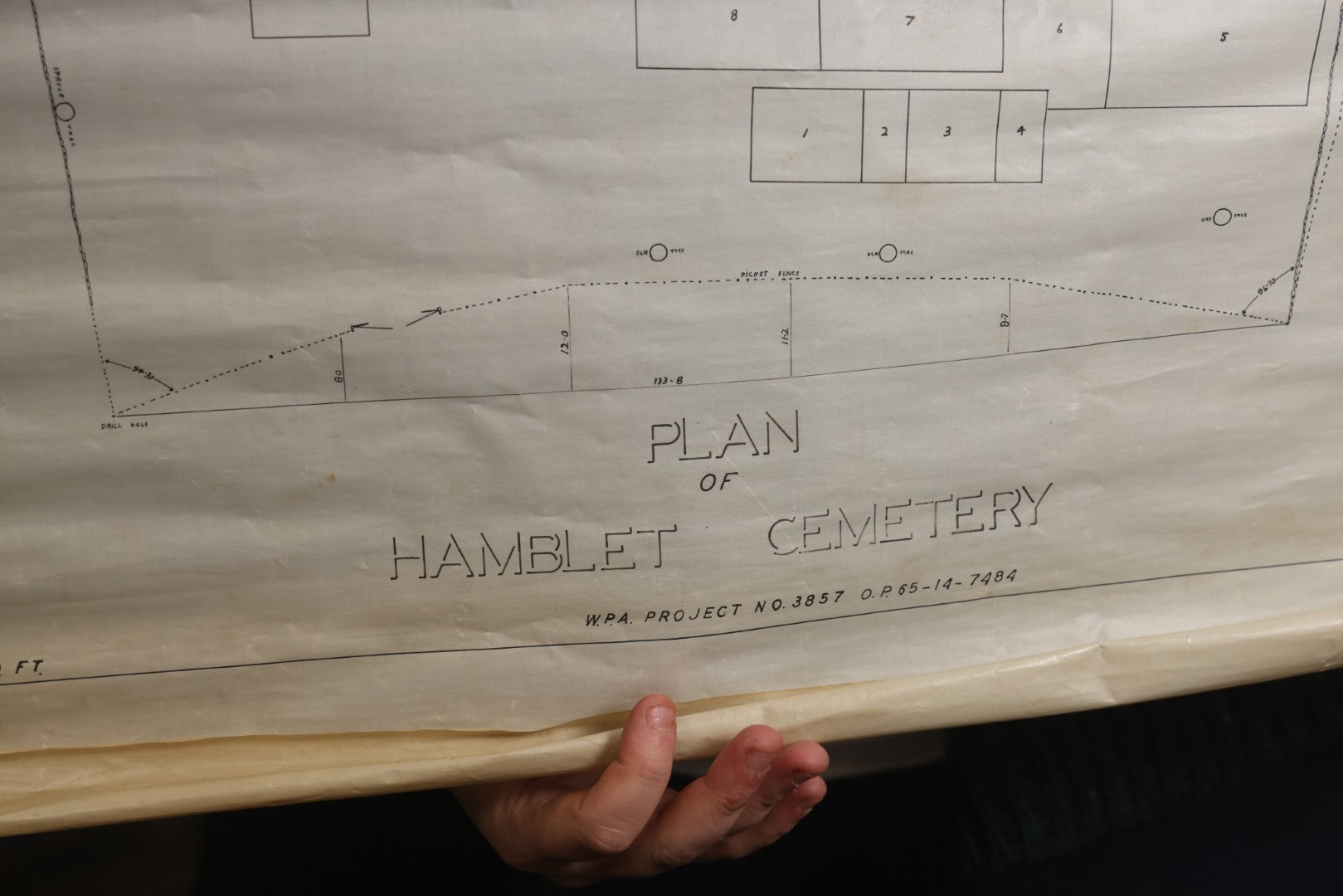 Lot 005 - Grouping Of Eight Vintage Massachusetts Cemetery Site Plans, Maps, And Survey Documents Including Hamblet, Richardson (Dracut, Massachusetts) And Others, Circa 1940–1960