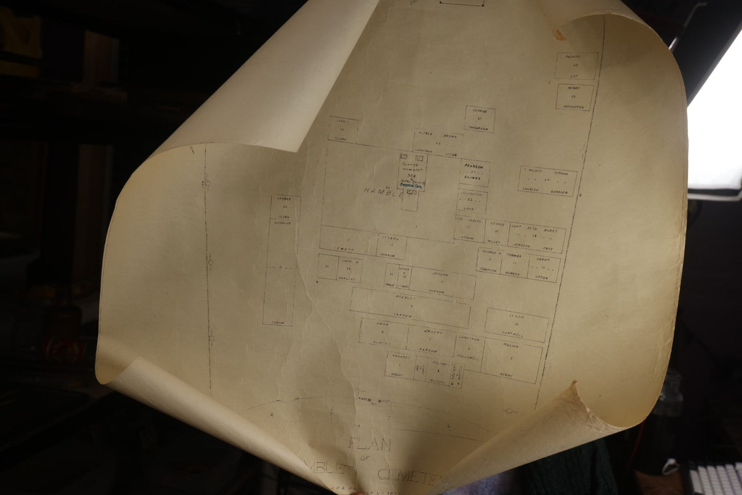 Lot 005 - Grouping Of Eight Vintage Massachusetts Cemetery Site Plans, Maps, And Survey Documents Including Hamblet, Richardson (Dracut, Massachusetts) And Others, Circa 1940–1960