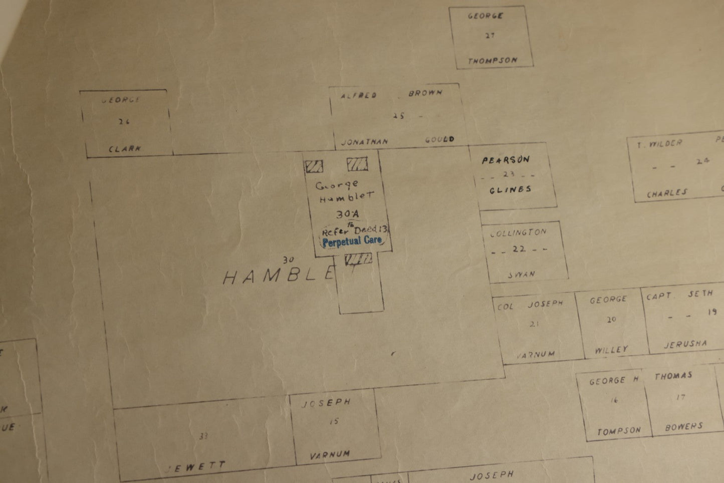 Lot 005 - Grouping Of Eight Vintage Massachusetts Cemetery Site Plans, Maps, And Survey Documents Including Hamblet, Richardson (Dracut, Massachusetts) And Others, Circa 1940–1960