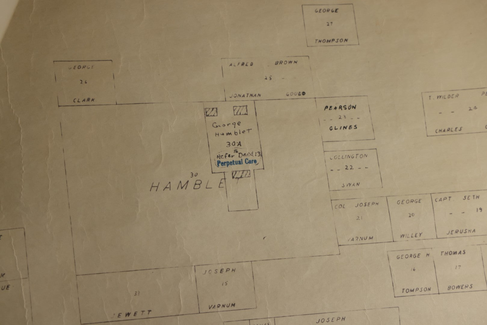 Lot 005 - Grouping Of Eight Vintage Massachusetts Cemetery Site Plans, Maps, And Survey Documents Including Hamblet, Richardson (Dracut, Massachusetts) And Others, Circa 1940–1960