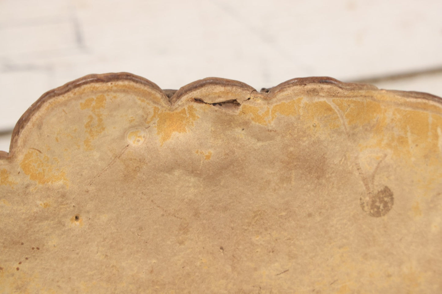 Lot 007 - Antique 19th Century Stipple-Pyrography Mushroom Fungus Art With New England Village Scene On Wooden Branch Base, 10" H