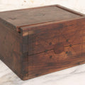 Lot 008 - Antique Handmade Folk Art Dovetailed Wood Box With Sliding Lid And Compass Star Inlay Design, 5-1/4" H