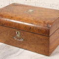 Lot 009 - Antique Dometop Burlwood Veneer Box With Mother Of Pearl Inlay And Escutcheon
