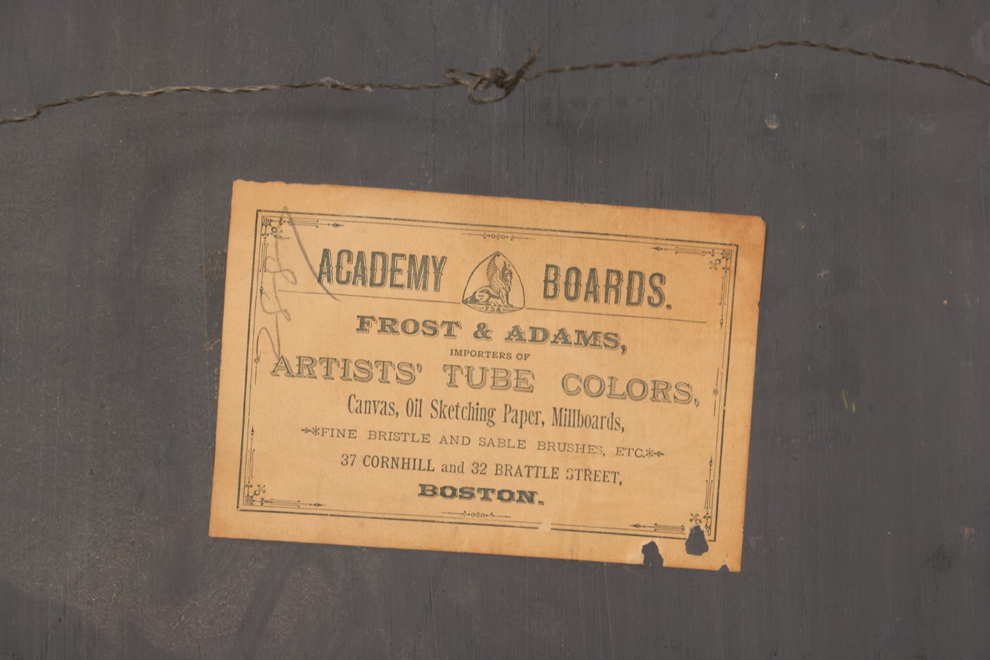 Lot 013 - Antique Folk Art Naive Oil On Board Painting Of Roses In Pot In Gilt Gesso Frame On Frost & Adams Academy Board, Boston, 22-1/2" x 16"