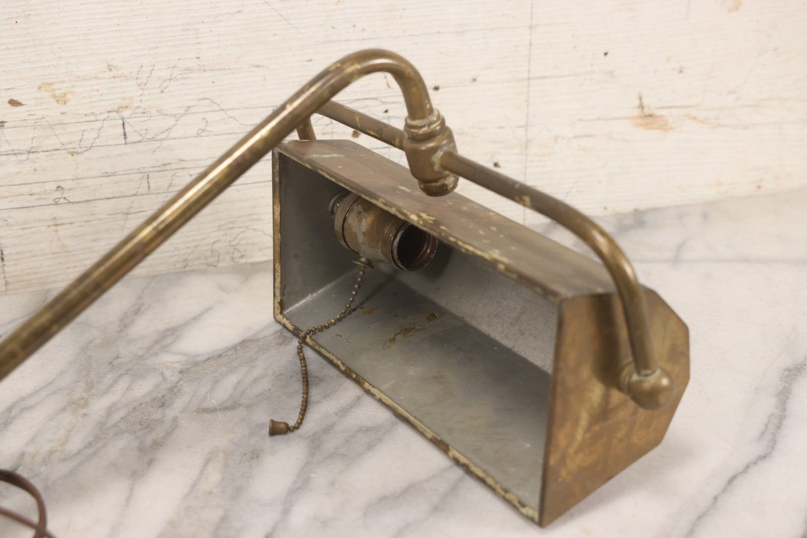 Lot 015 - Antique Brass Desk-Mount Light Fixture From The Ritz-Carlton Hotel, Boston, Massachusetts, With Lion And Crown Badge