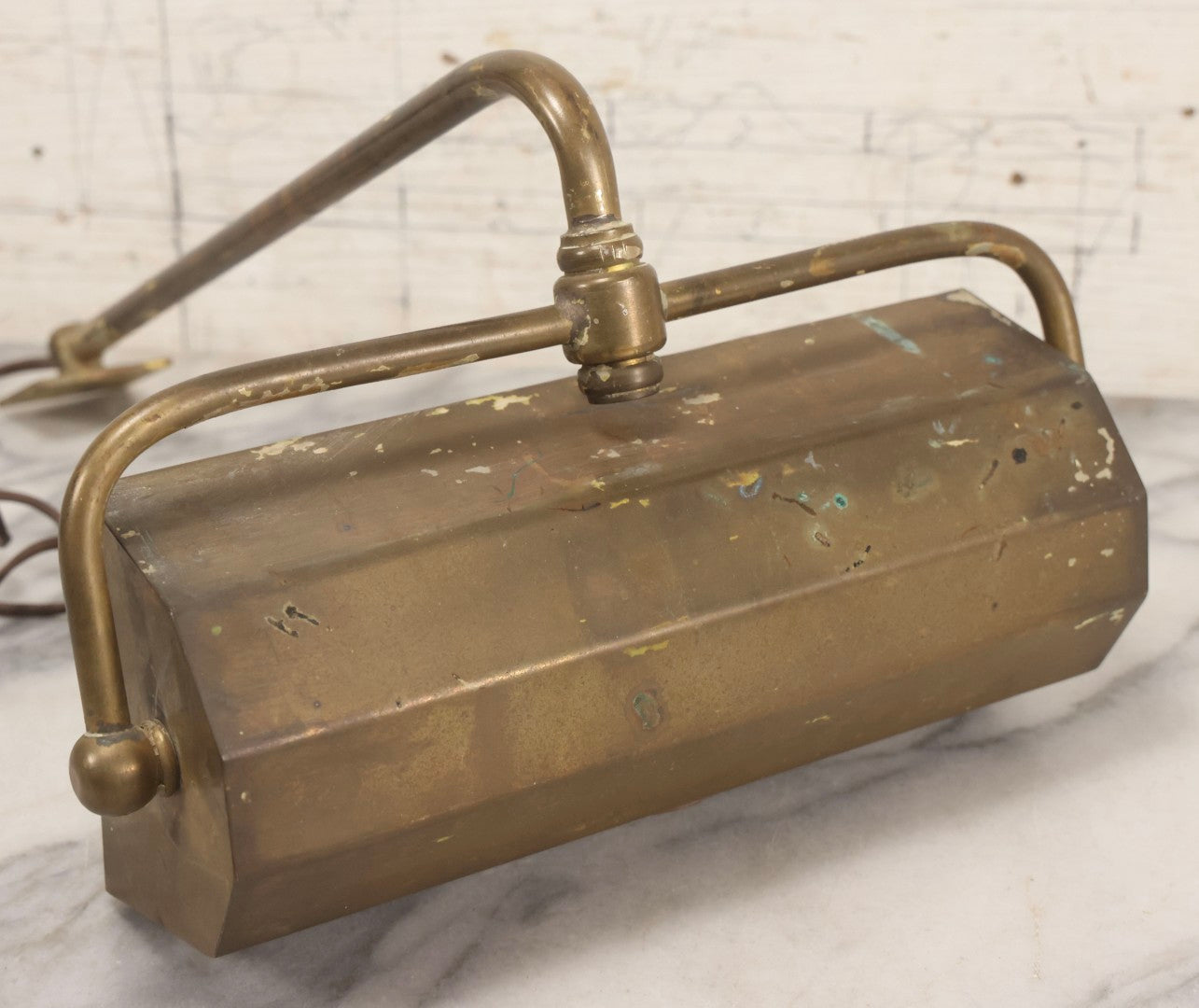 Lot 015 - Antique Brass Desk-Mount Light Fixture From The Ritz-Carlton Hotel, Boston, Massachusetts, With Lion And Crown Badge