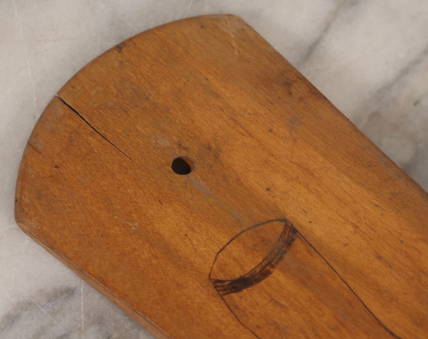 Lot 017 - Antique Folk Art Wooden Boot Jack With Wood Burned Naive Boot Illustration And Branch-Style “Jack” Lettering, 14-1/4" H