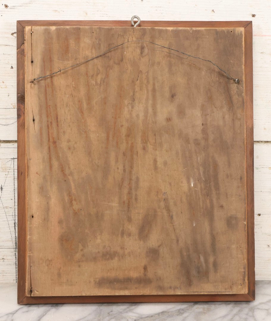 Lot 020 - Antique Hoyt's German Cologne Chromolithograph Advertising With Anthropomorphic Frog Sprinkling Flowers, E. W. Hoyt & Co., Lowell, Massachusetts, In Shadowbox Frame, 13-1/4" x 15-5/8"