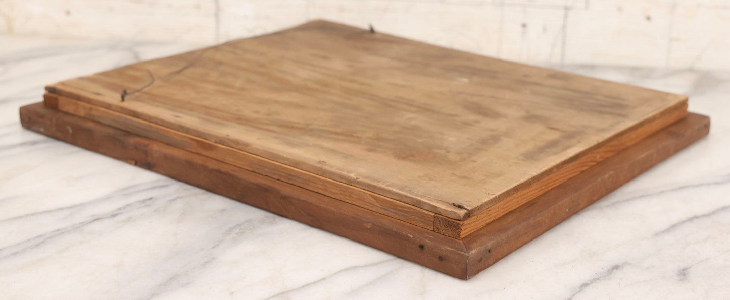 Lot 020 - Antique Hoyt's German Cologne Chromolithograph Advertising With Anthropomorphic Frog Sprinkling Flowers, E. W. Hoyt & Co., Lowell, Massachusetts, In Shadowbox Frame, 13-1/4" x 15-5/8"