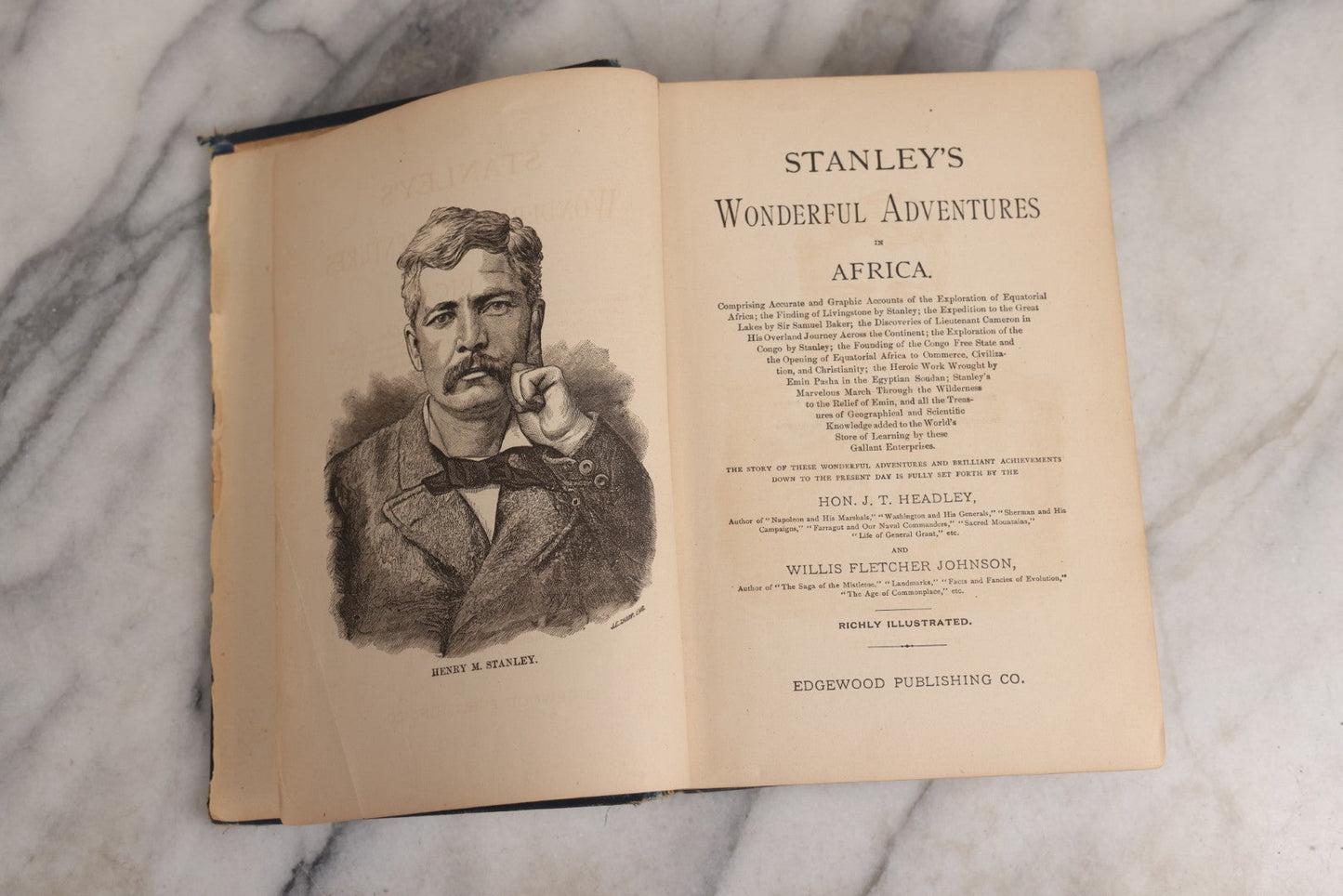 Lot 025 - "Stanley's Wonderful Adventures In Africa" Antique African Exploration Book By Hon. J. T. Headley And Willis Fletcher Johnson, Published By Edgewood Publishing Co., 1889