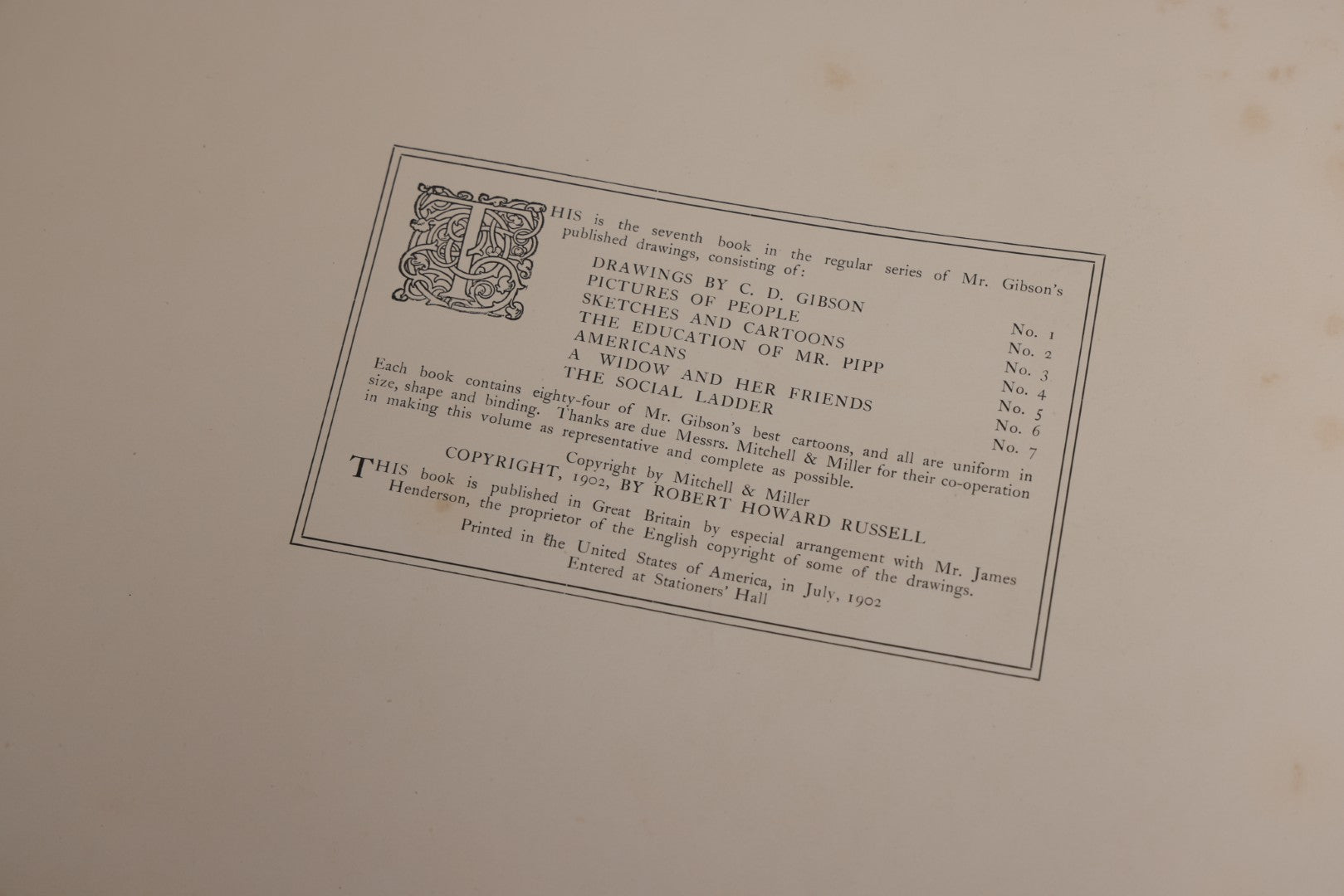 Lot 032 - “The Social Ladder” Antique Illustrated Book By Charles Dana Gibson, Published By R.H. Russell, New York, And John Lane, London, 1902, With Partial Original Presentation Sleeve