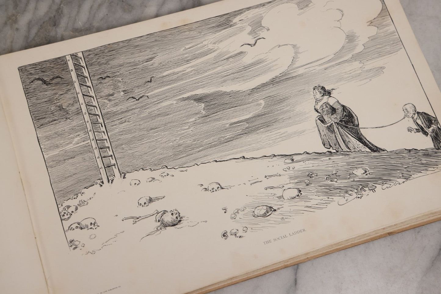 Lot 032 - “The Social Ladder” Antique Illustrated Book By Charles Dana Gibson, Published By R.H. Russell, New York, And John Lane, London, 1902, With Partial Original Presentation Sleeve