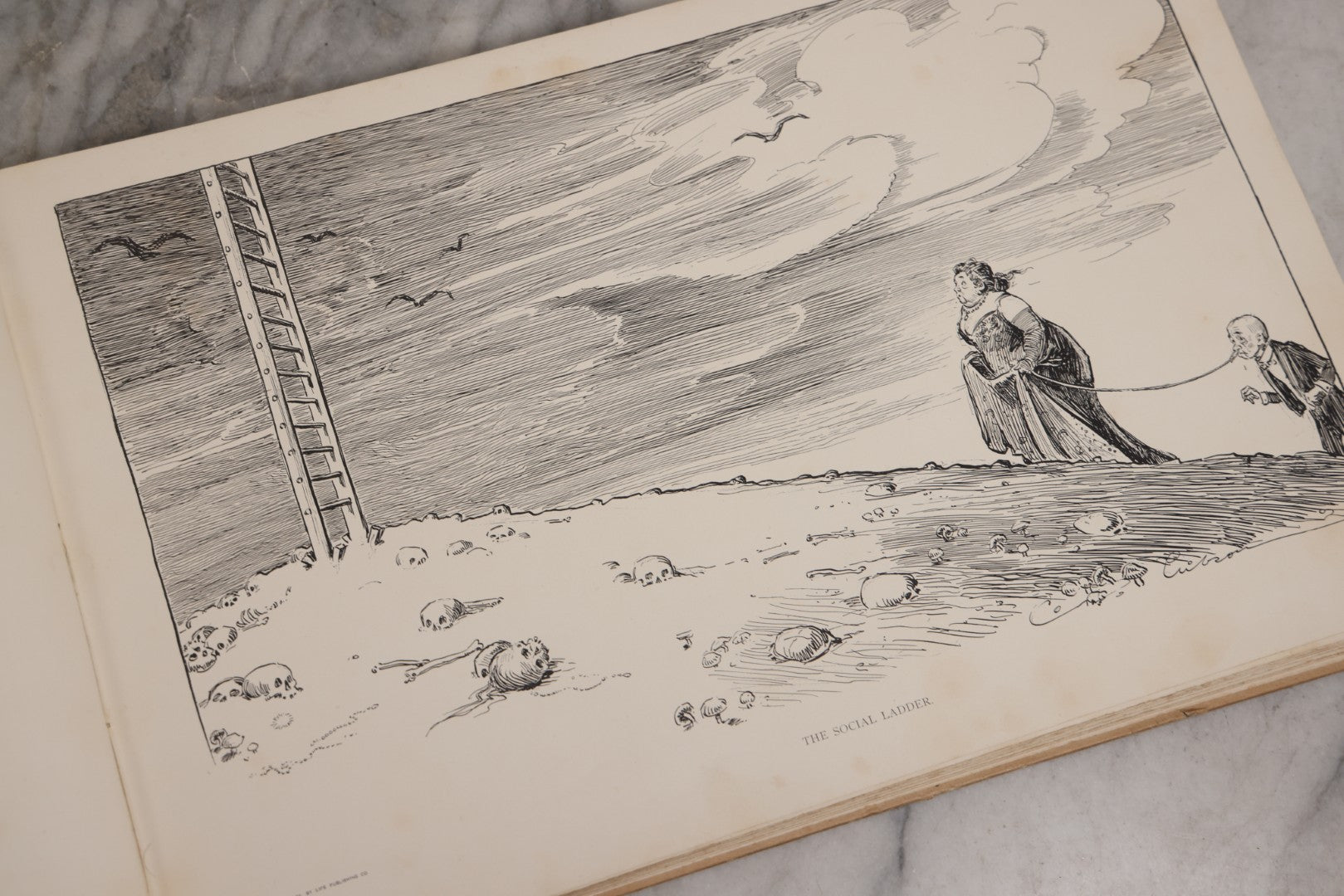 Lot 032 - “The Social Ladder” Antique Illustrated Book By Charles Dana Gibson, Published By R.H. Russell, New York, And John Lane, London, 1902, With Partial Original Presentation Sleeve