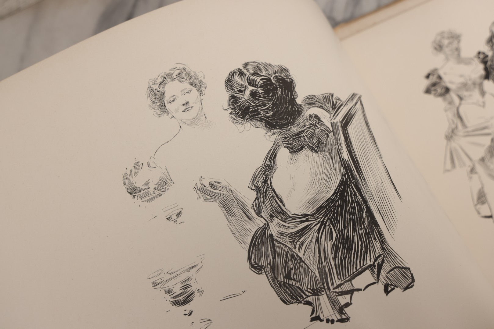 Lot 033 - “Pictures Of People” Antique Illustrated Book By Charles Dana Gibson, Published By R.H. Russell & Son, New York, And John Lane, London, 1906, Note Poor Condition, Craft Grade