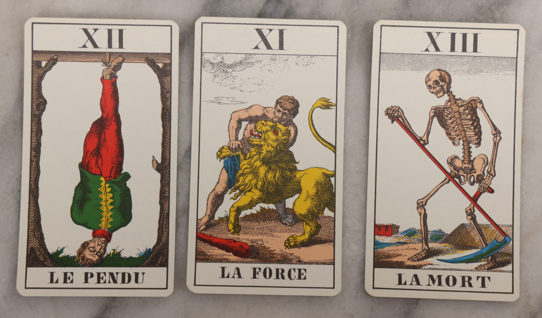 Lot 034 - Pair Of Vintage Tarot Items Including J. Muller & Cie French Marseille-Style Tarot Deck Of 78 Cards With Red Slip Case And "Mastering The Tarot" Paperback Book By Eden Gray, 1973