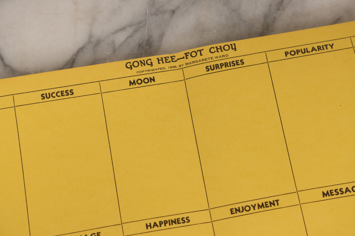 Lot 035 - Vintage "Gong Hee Fot Choy" Fortune-Telling Game Booklet With Folding Houses Chart, By Margarete Ward, Including Lessons In Astrology And Numerology, Twenty-First Edition, Copyright 1938