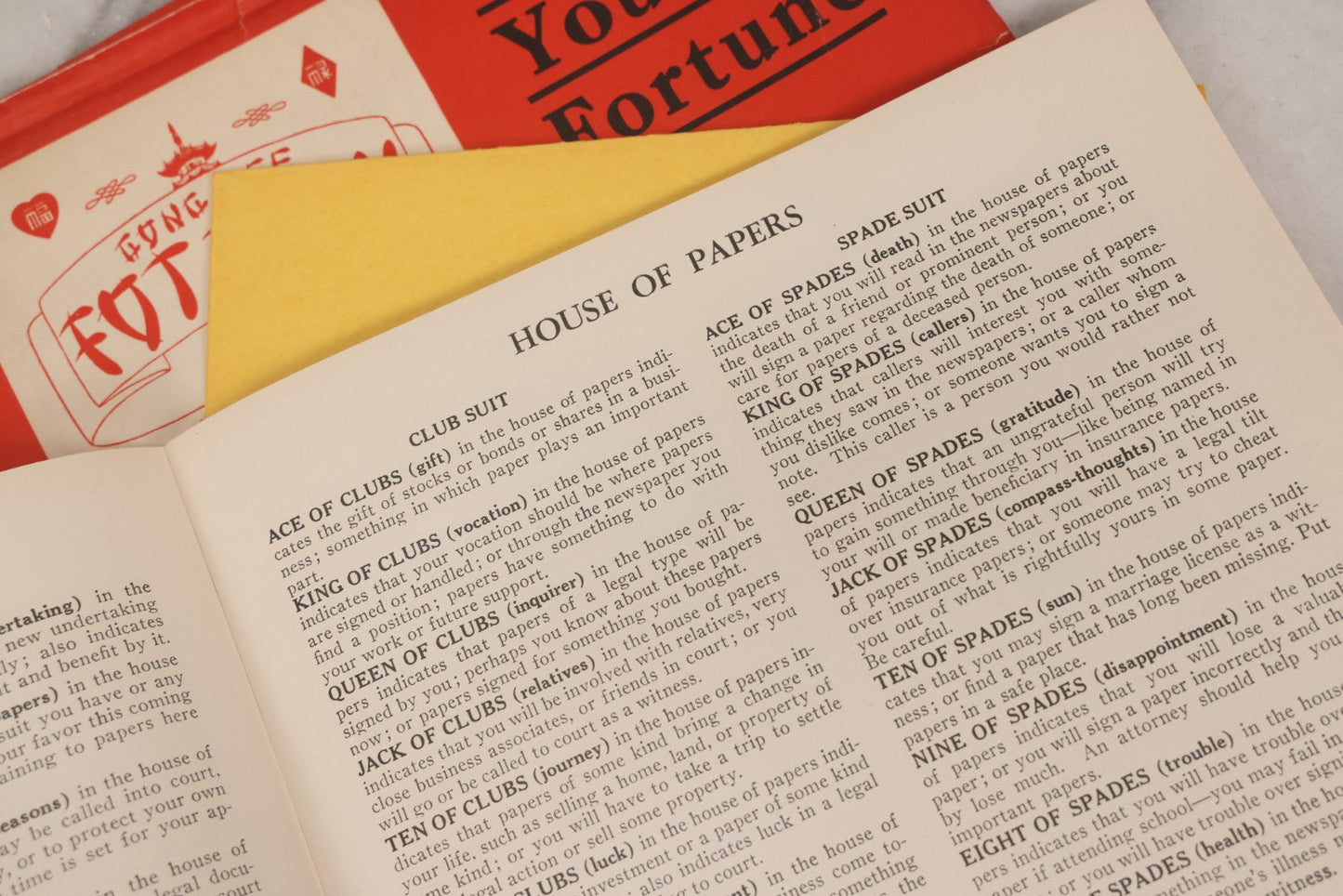 Lot 035 - Vintage "Gong Hee Fot Choy" Fortune-Telling Game Booklet With Folding Houses Chart, By Margarete Ward, Including Lessons In Astrology And Numerology, Twenty-First Edition, Copyright 1938