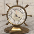 Lot 039 - Vintage Nautical Advertising Barometer For Trade Sign Hangers With Brass Ship's Wheel And “We Hang To Live” Slogan, Hartford, Connecticut, 4-3/4" H