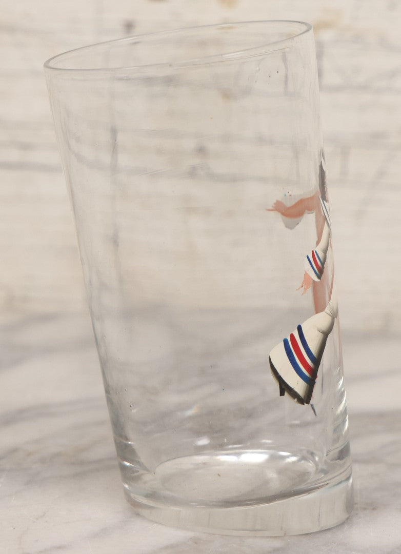 Lot 040 - Vintage Hand Painted Novelty Glass Cup With Betty Boop Sailor Motif And Nude Reverse View, Circa 1940s 5-1/4" H