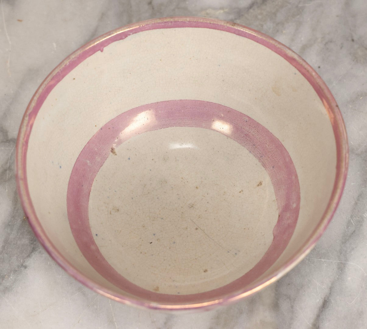 Lot 041 - Antique Transferware Pottery Sailor's Grave Bowl With Sailing Ship, Poem, And Pink Lustre Decoration, Early To Mid 19th Century, 5-7/8" Diameter