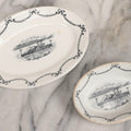 Lot 042 - Pair Of Antique English Transferware  Pottery Pieces With Hudson River Sidewheel Steamship “The Hudson Lunch,” Manufactured By John Maddock & Sons Ltd.