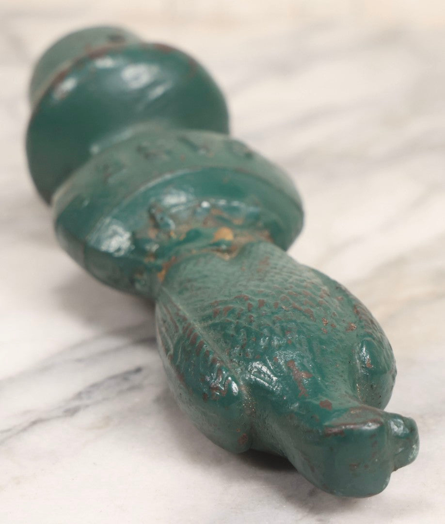 Lot 044 - Antique Cast Iron Eagle Fence Post Finial With Green Paint, J. I. Case Threshing Machine Co. Advertising, Early 20th Century, 9-7/8" H