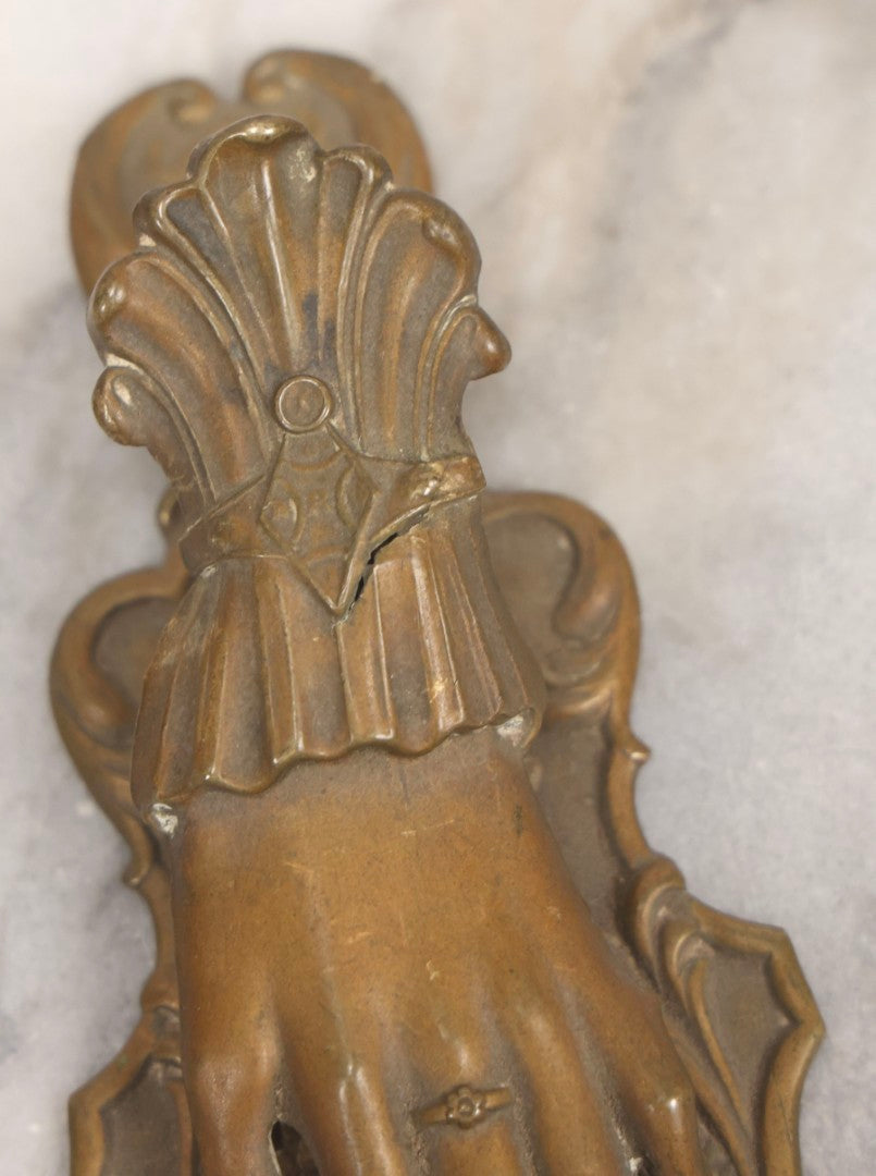 Lot 046 - Antique Victorian Pressed Brass Hand Paper Clip By J&B Ratcliffe, Patentees, Birmingham, England, 5-3/8" L