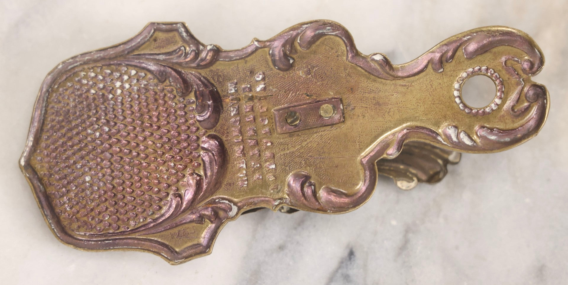 Lot 046 - Antique Victorian Pressed Brass Hand Paper Clip By J&B Ratcliffe, Patentees, Birmingham, England, 5-3/8" L