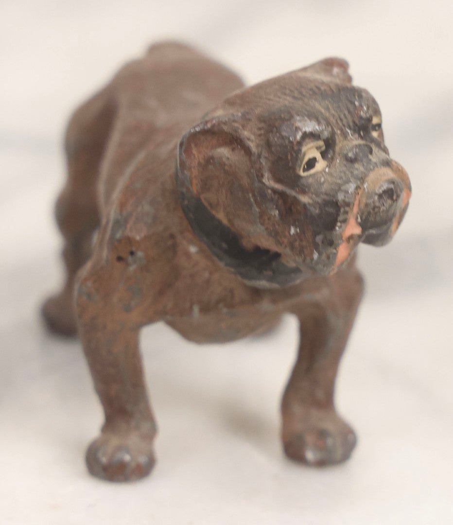 Lot 047 - Antique Cold Painted Metal Bulldog Figurine, Marked Germany, With Original Paint, 2" H