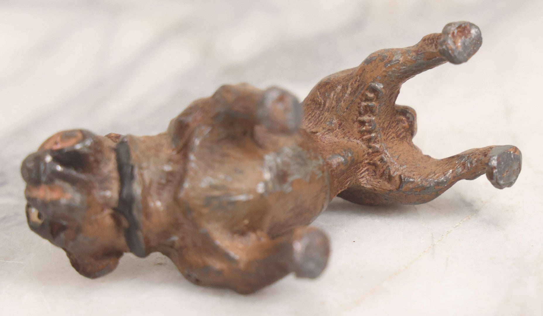 Lot 047 - Antique Cold Painted Metal Bulldog Figurine, Marked Germany, With Original Paint, 2" H