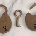 Lot 049 - Pair Of Vintage Miniature Brass Padlocks By Ritchie & Son, Newark, New Jersey, With One Working Key