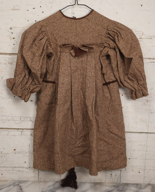 Lot 057 - Antique Edwardian Child's Wool Tweed Dress With Leg-Of-Mutton Sleeves, Size Approximately 4-6 Years