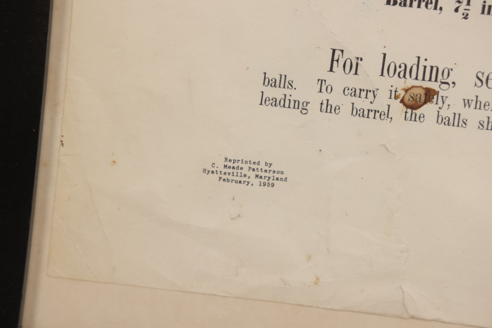 Lot 058 - Vintage Facsimile Reproduction Advertising Broadside For “Allen's Improved Army Pistol,” Re-Printed By C. Meade Paterson, 1959, In Modern Frame, 20-1/2" x 15-1/2"