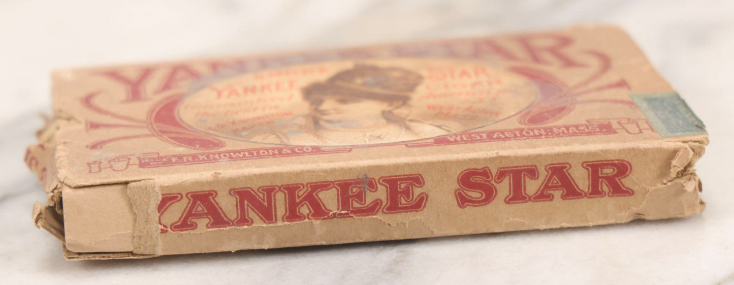 Lot 063 - Antique New Old Stock N.O.S. Yankee Star Cigars Five-Pack Box With Woman Motif, F. R. Knowlton & Co., West Acton, Massachusetts