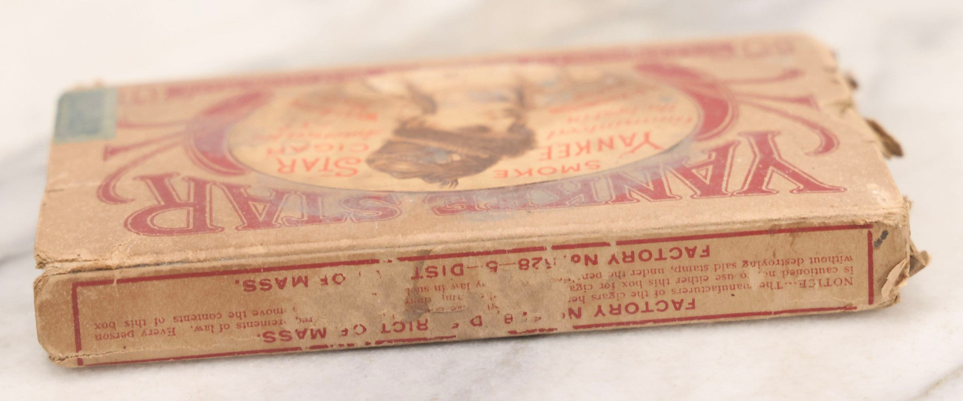 Lot 063 - Antique New Old Stock N.O.S. Yankee Star Cigars Five-Pack Box With Woman Motif, F. R. Knowlton & Co., West Acton, Massachusetts