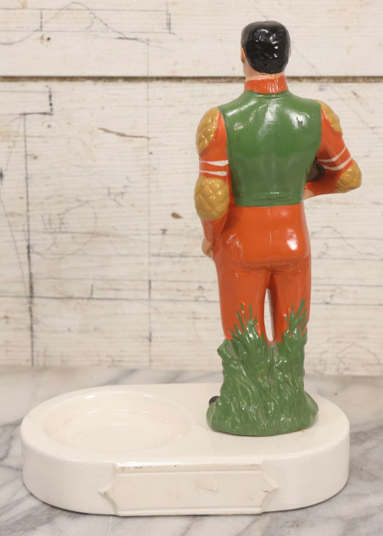 Lot 065 - Vintage Ceramic “Antique Bourbon” Advertising Ashtray With Standing Football Mascot, Japan, 10-3/4" H