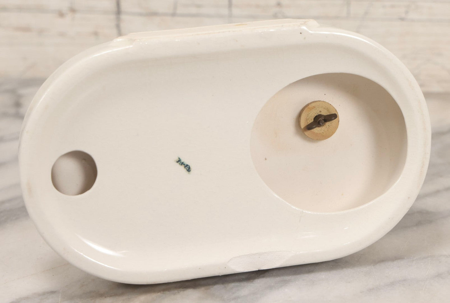 Lot 065 - Vintage Ceramic “Antique Bourbon” Advertising Ashtray With Standing Football Mascot, Japan, 10-3/4" H