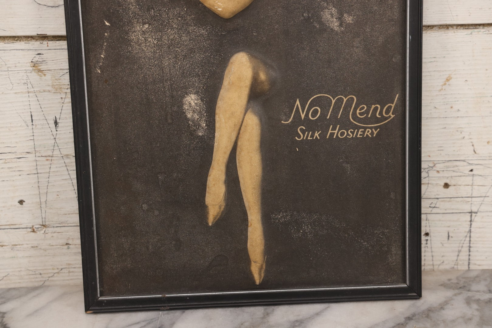 Lot 067 - Antique Framed "Dimensional Advertising" 3D Artwork By Sculpto Photo Studio For “No Mend Silk Hosiery," In Frame, 11" x 14"