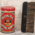 Lot 068 - Pair Of Vintage Advertising Pieces, Including 1938 Royal Baking Powder Tin And Shell Bristle Brush