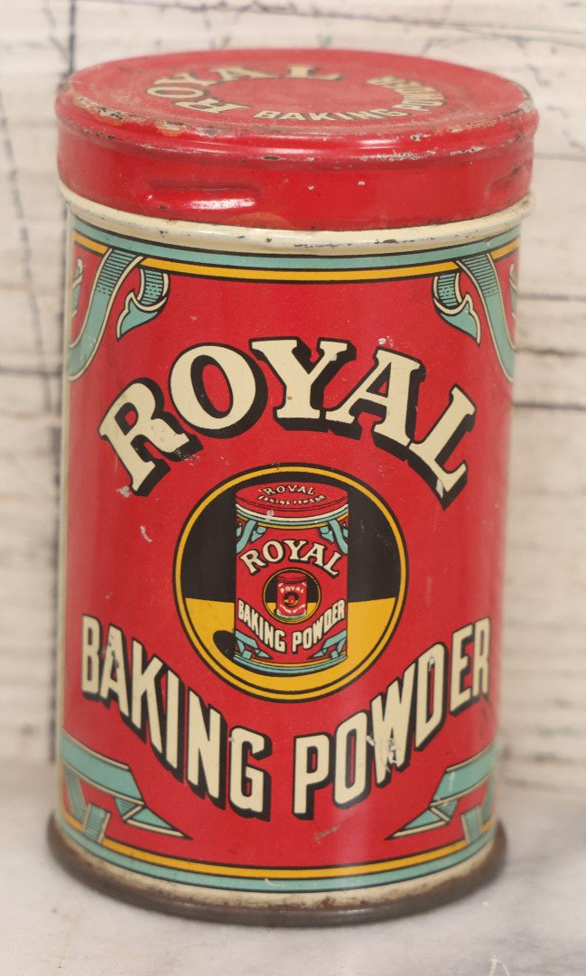 Lot 068 - Pair Of Vintage Advertising Pieces, Including 1938 Royal Baking Powder Tin And Shell Bristle Brush
