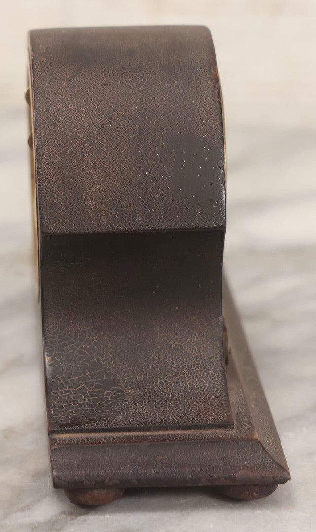 Lot 069 - Antique New Haven Clock Co. Tambour Mantel Clock Awarded For Excellence In Window Trimming, October 1921, The Scholl Mfg. Co., Untested, 3-1/2" H