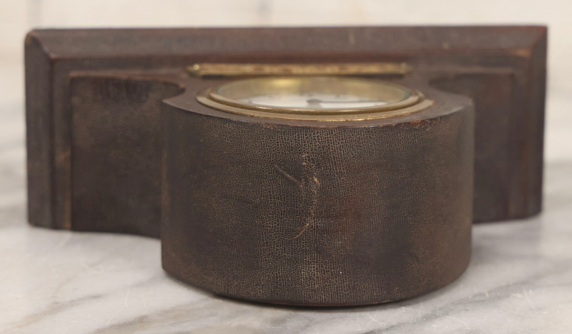 Lot 069 - Antique New Haven Clock Co. Tambour Mantel Clock Awarded For Excellence In Window Trimming, October 1921, The Scholl Mfg. Co., Untested, 3-1/2" H