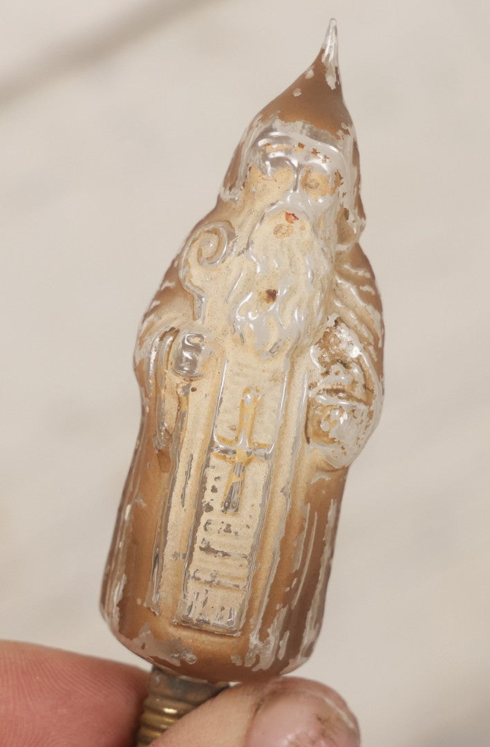 Lot 071 - Trio Of Antique Hand Painted Figural Candelabra Light Bulbs Including Santa Claus, Little Boy, And Parrot, 3-1/2" To 4-1/4" L