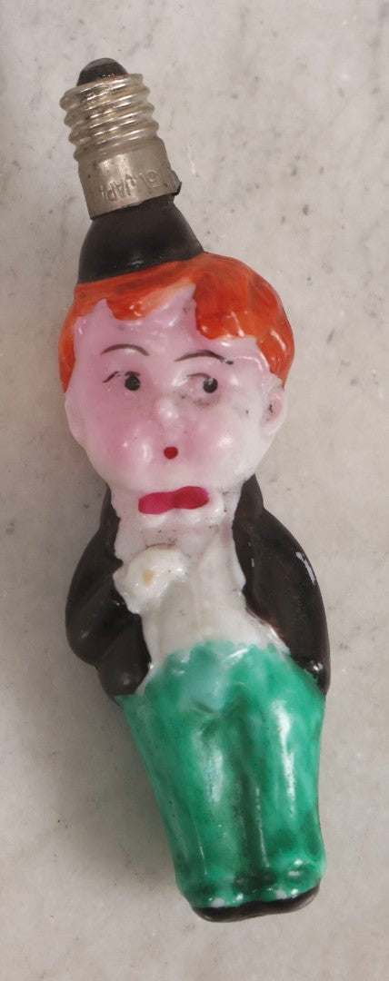 Lot 071 - Trio Of Antique Hand Painted Figural Candelabra Light Bulbs Including Santa Claus, Little Boy, And Parrot, 3-1/2" To 4-1/4" L