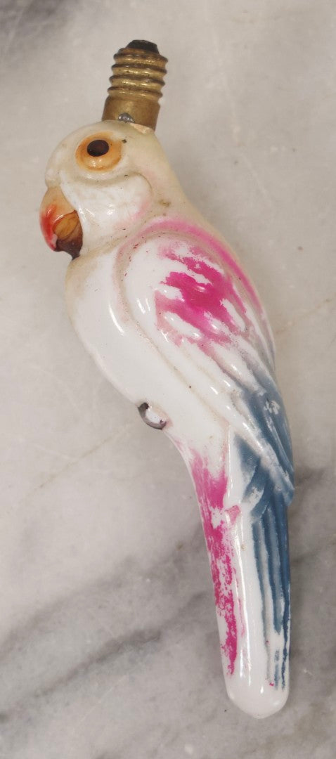 Lot 071 - Trio Of Antique Hand Painted Figural Candelabra Light Bulbs Including Santa Claus, Little Boy, And Parrot, 3-1/2" To 4-1/4" L