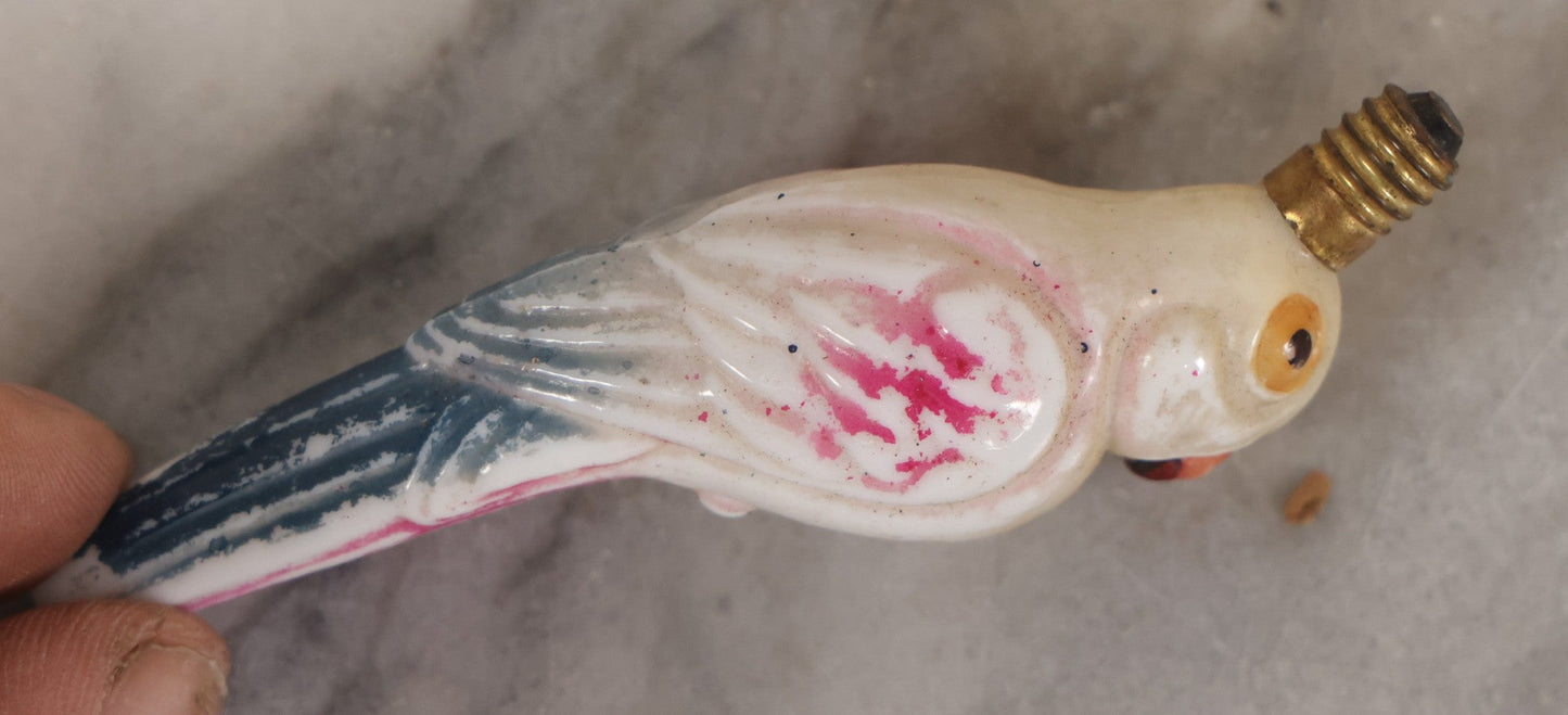 Lot 071 - Trio Of Antique Hand Painted Figural Candelabra Light Bulbs Including Santa Claus, Little Boy, And Parrot, 3-1/2" To 4-1/4" L