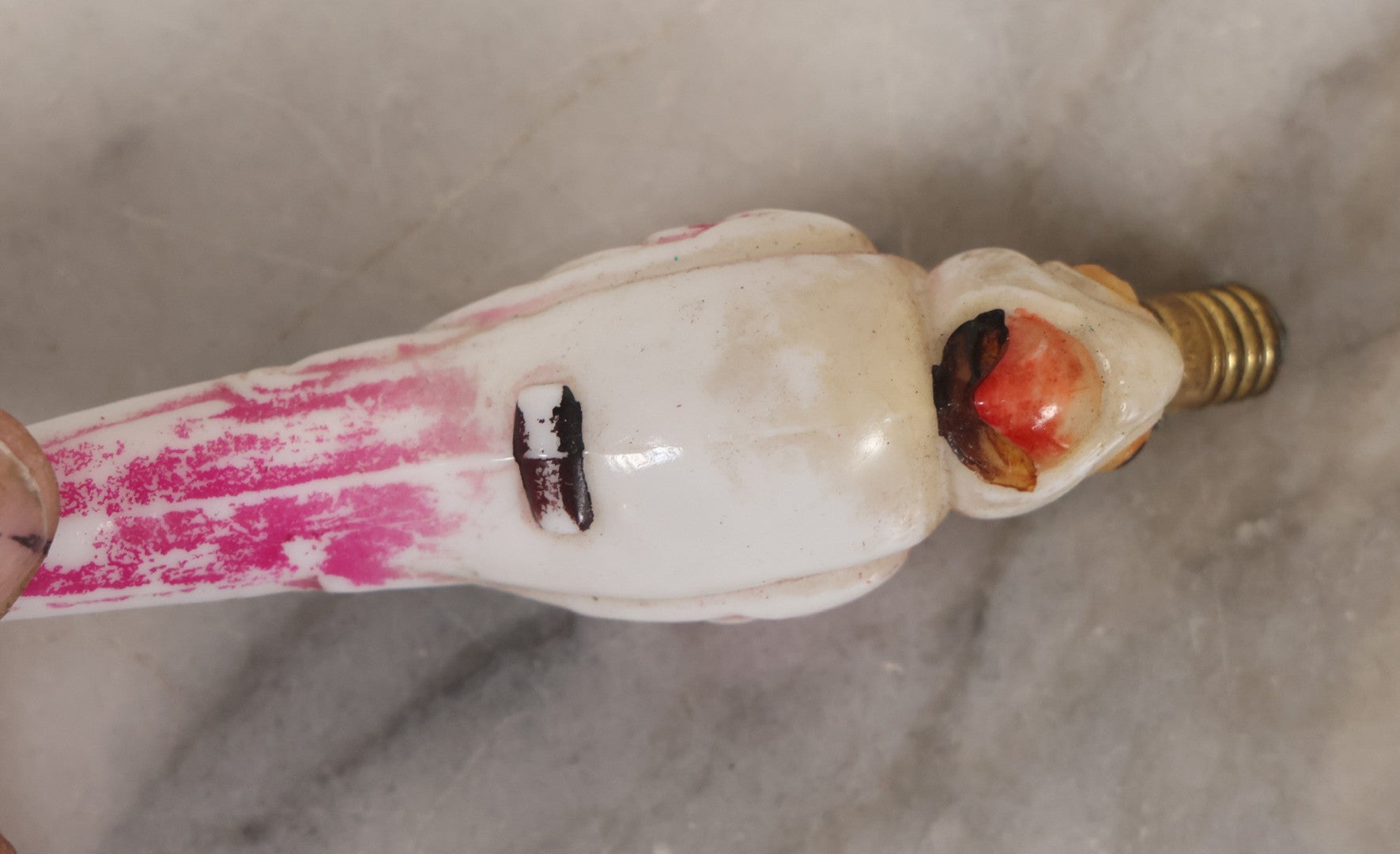 Lot 071 - Trio Of Antique Hand Painted Figural Candelabra Light Bulbs Including Santa Claus, Little Boy, And Parrot, 3-1/2" To 4-1/4" L